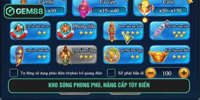 Kho súng phong phú, nâng cấp tùy biến