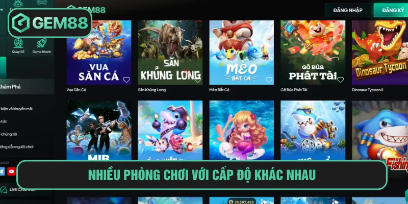 Phòng game bắn cá online phù hợp nhiều cấp độ