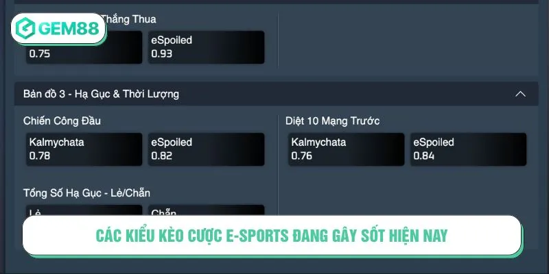 Các kiểu kèo cược E-Sports đang gây sốt hiện nay
