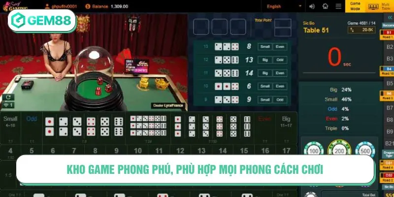Kho game phong phú, phù hợp mọi phong cách chơi
